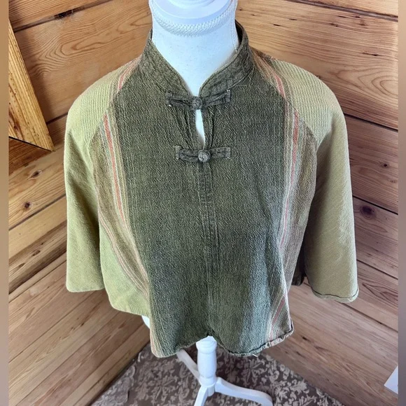 Vintage Boxy Doleman Sleeve Thai Cotton Boho Top Festival Hippie Womens Medium - Picture 4 of 13